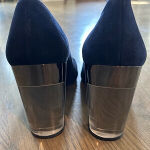 Stuart Weitzman Suede & Lucite Pumps!